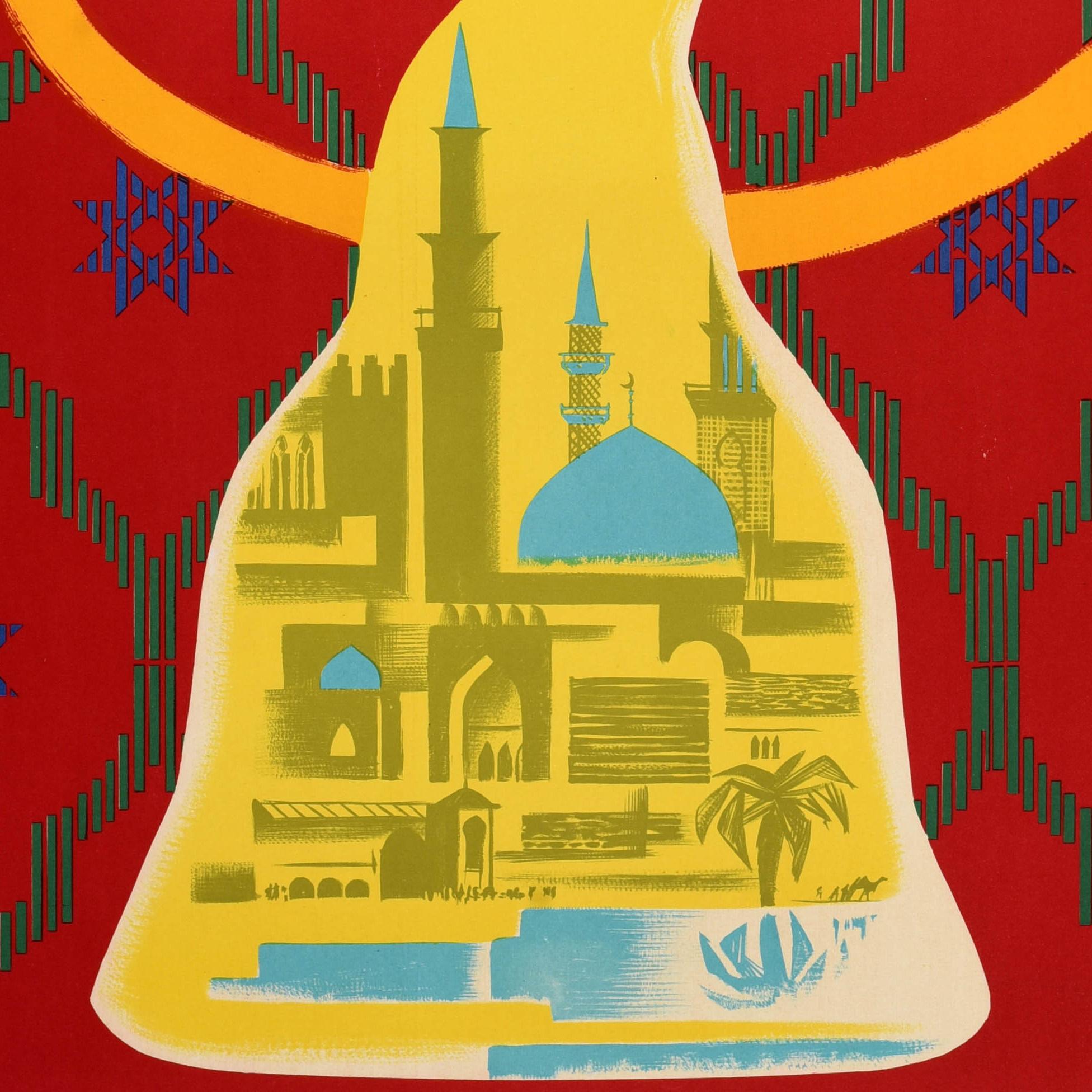 Original Vintage By Reiseplakat Air France Fluggesellschaft Nahost Hookah Shisha Castel im Zustand „Gut“ im Angebot in London, GB