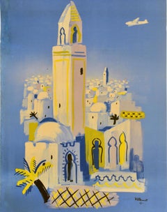 Original Vintage Travel Poster Air France North Africa Villemot Afrique du Nord