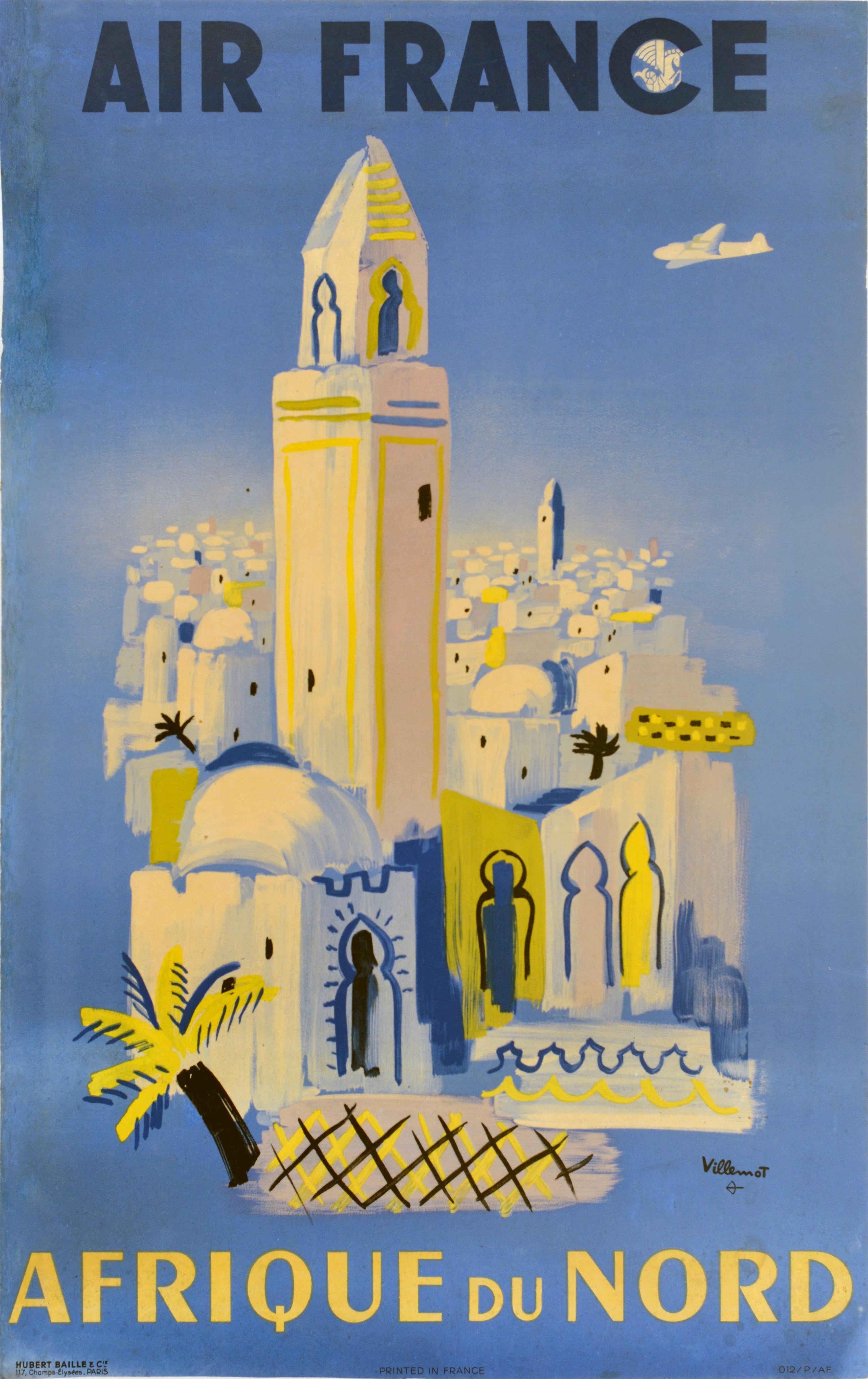 Original Vintage Travel Poster Air France North Africa Villemot Afrique du Nord