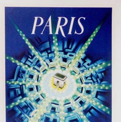 Original Vintage Travel Poster, Air France Paris, Baudouin 1947
