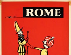 Original Vintage Travel Poster Air India Rome Italy Guard Maharaja Mascot Design