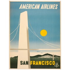 Original Vintage Travel Poster American Airlines San Francisco Golden Gate Brdge