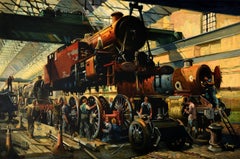 Original Vintage Travel Poster An Engine Is Wheeled British Railways Cuneo Art