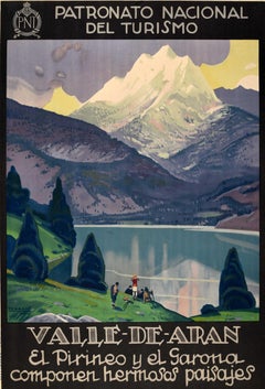 Original Vintage Travel Poster Aran Valley Spain Valle De Aran PNT Pyrenees