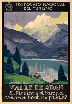 Original Vintage Travel Poster Aran Valley Spain Valle De Aran PNT Pyrenees