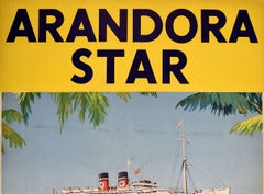 Original Vintage Travel Poster Arandora Star Luxury Cruise Ship Blue Star Line