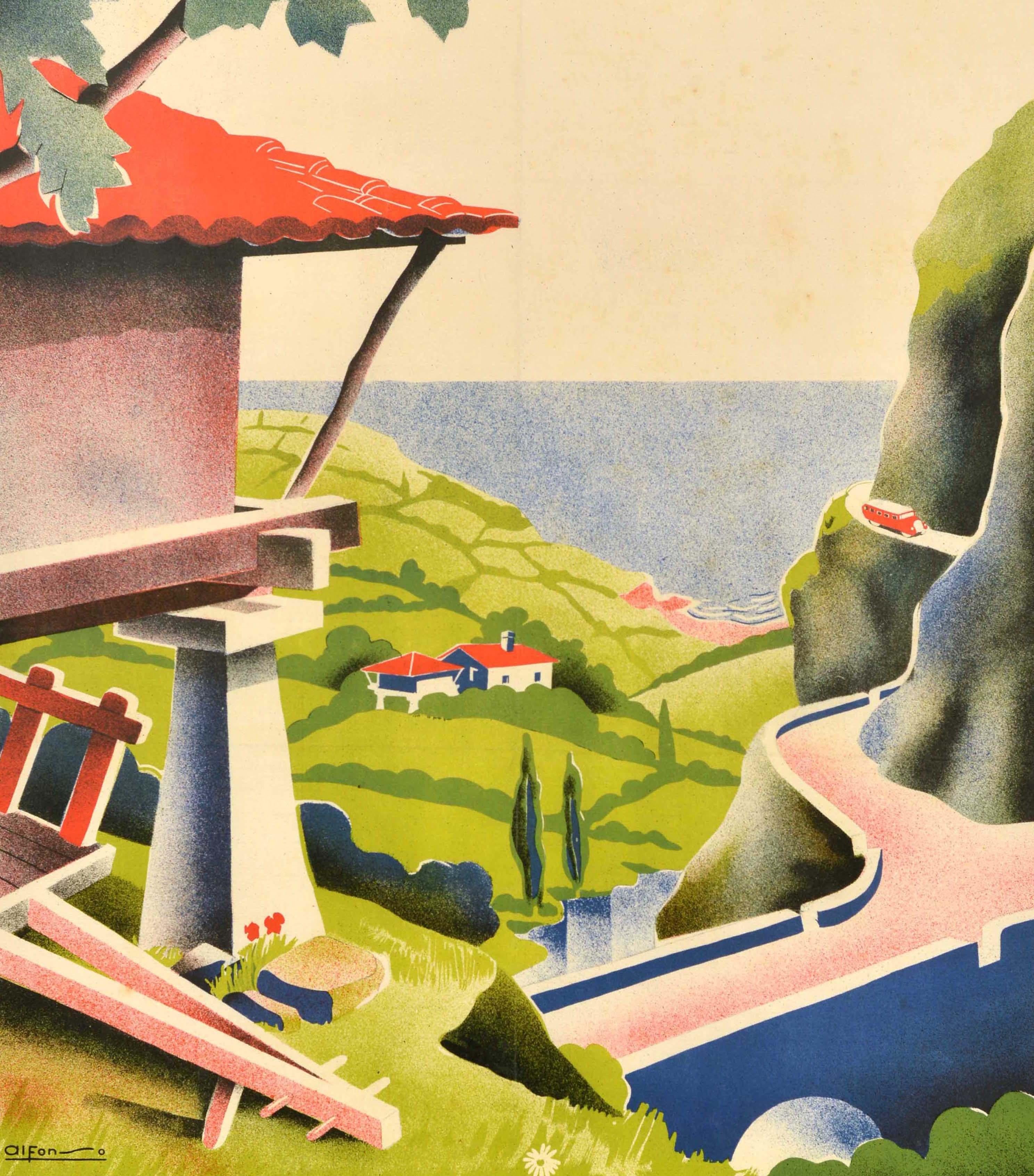 Original Vintage Travel Poster Asturien Sommerurlaub Strände Berge Spanien (Mitte des 20. Jahrhunderts) im Angebot