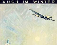 Original Vintage Travel Poster Auch Im Winter Deutsche Lufthansa Also In Winter