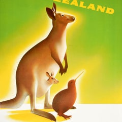 Original Vintage Travel Poster Australia New Zealand Fly Canadian Pacific