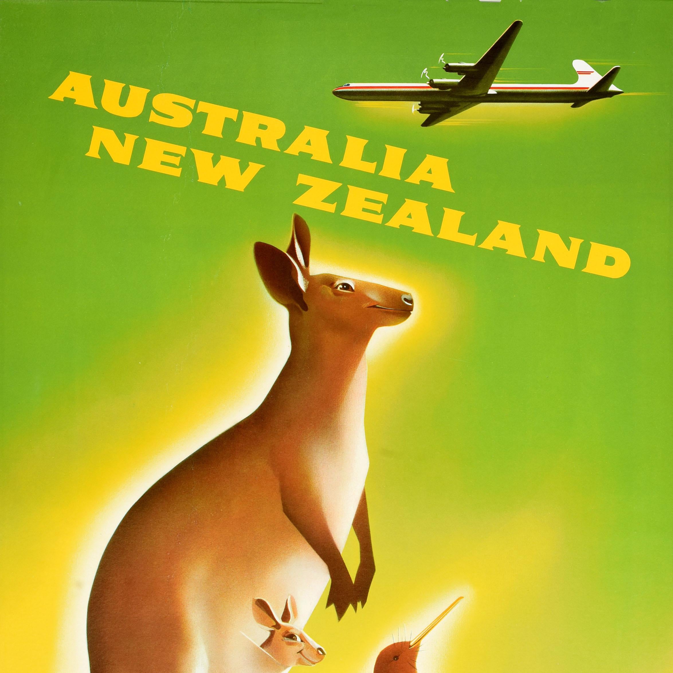 Original Vintage Travel Poster Australia New Zealand Fly Canadian Pacific (Kanadisch) im Angebot