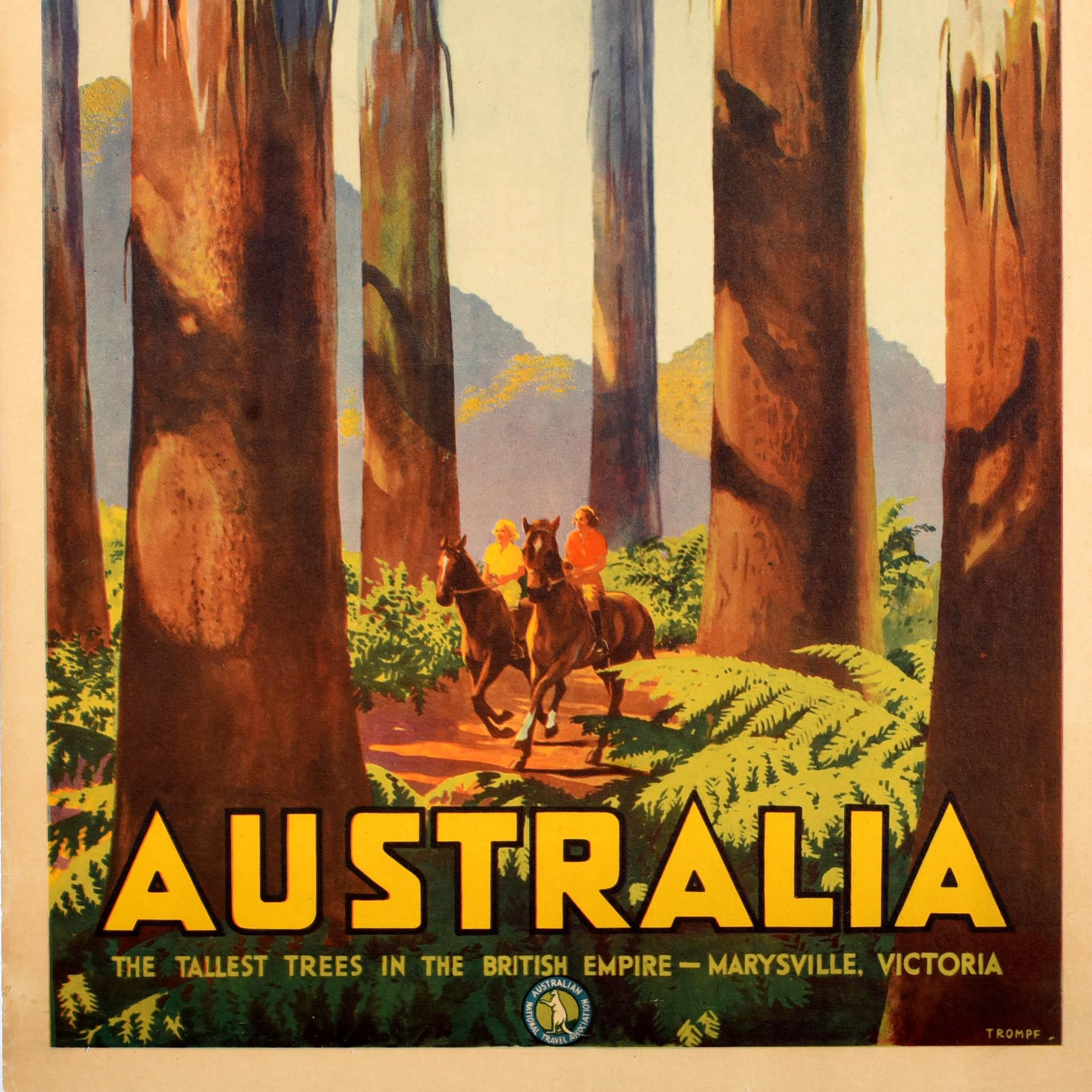 Australien Affiche de voyage originale d'Australie des plus grands arbres de l'Empire britannique à Marysville en vente