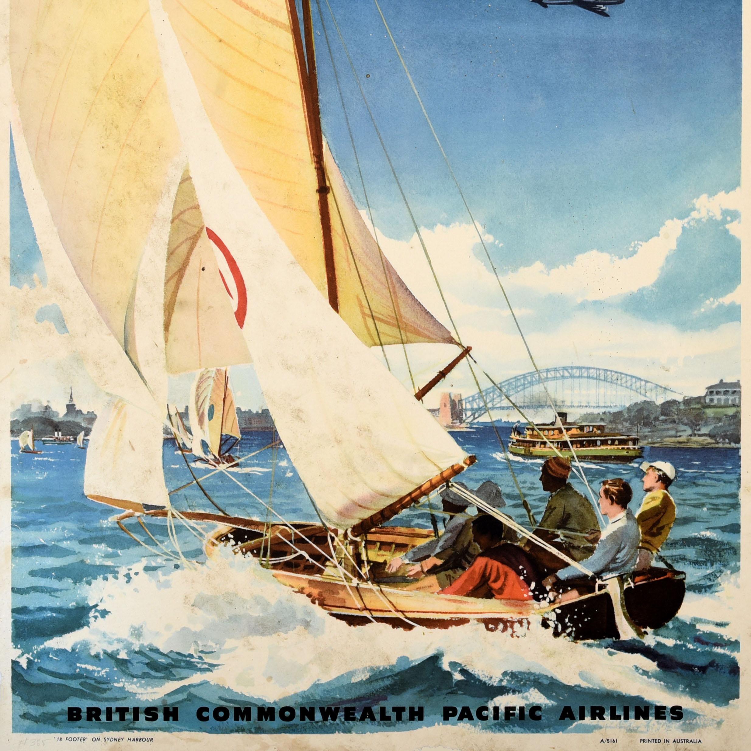 Poster di viaggio originale d'epoca BCPA Australia British Commonwealth Pacific Air In condizioni discrete in vendita a London, GB