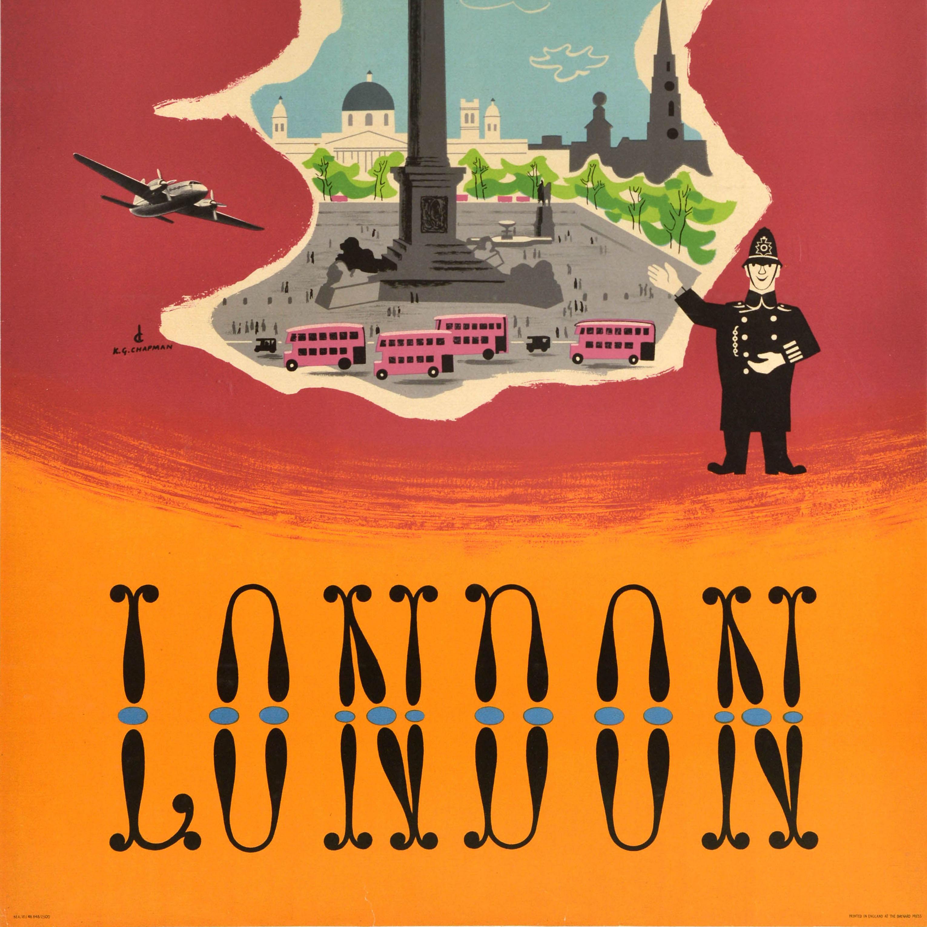 Original Vintage-Reiseplakat BEA London Trafalgar Square Westminster Chapman, Vintage (Moderne der Mitte des Jahrhunderts) im Angebot