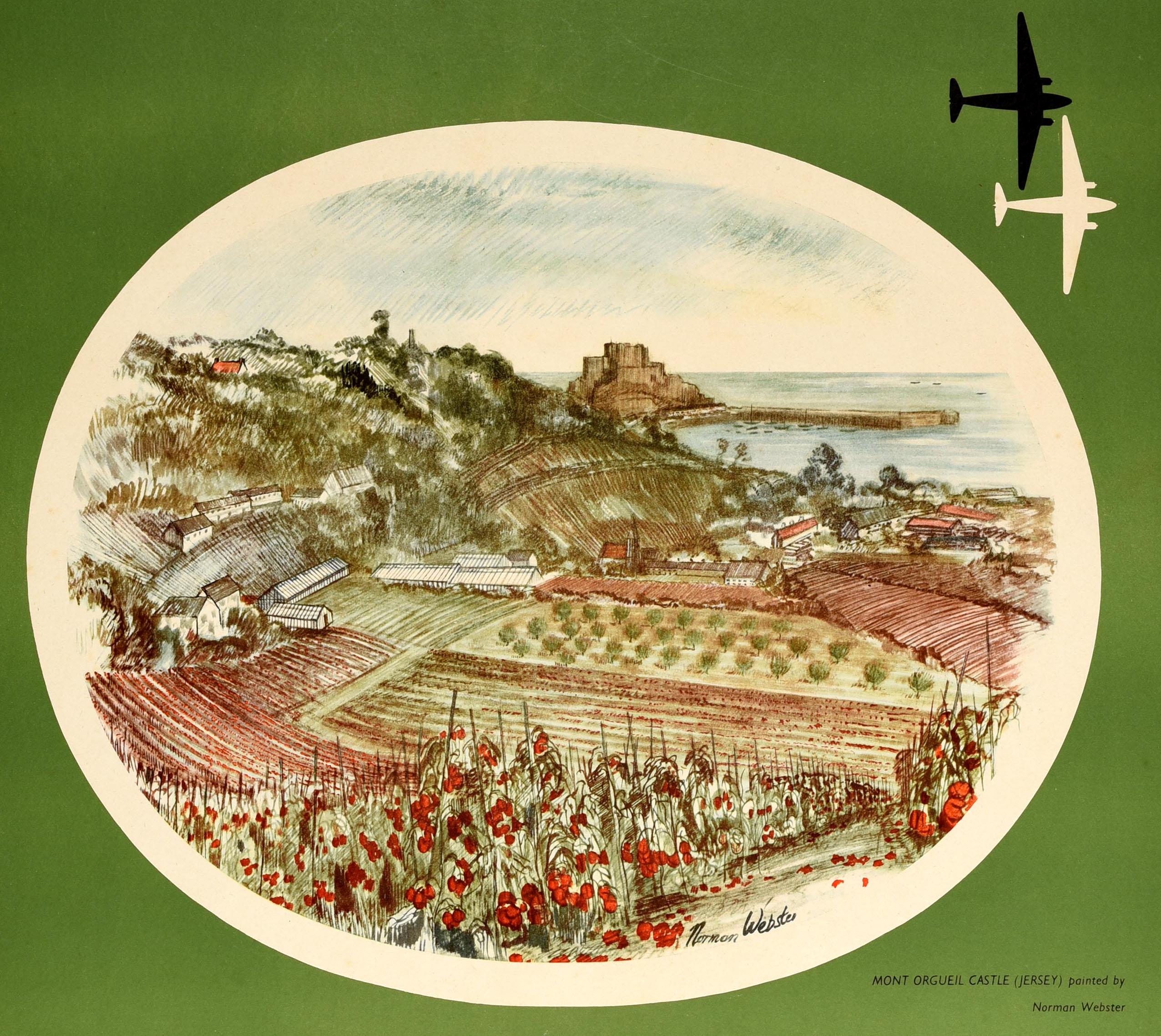 Affiche de voyage originale BEA To Channel Islands Mont Orgueil Castle Jersey Bon état - En vente à London, GB