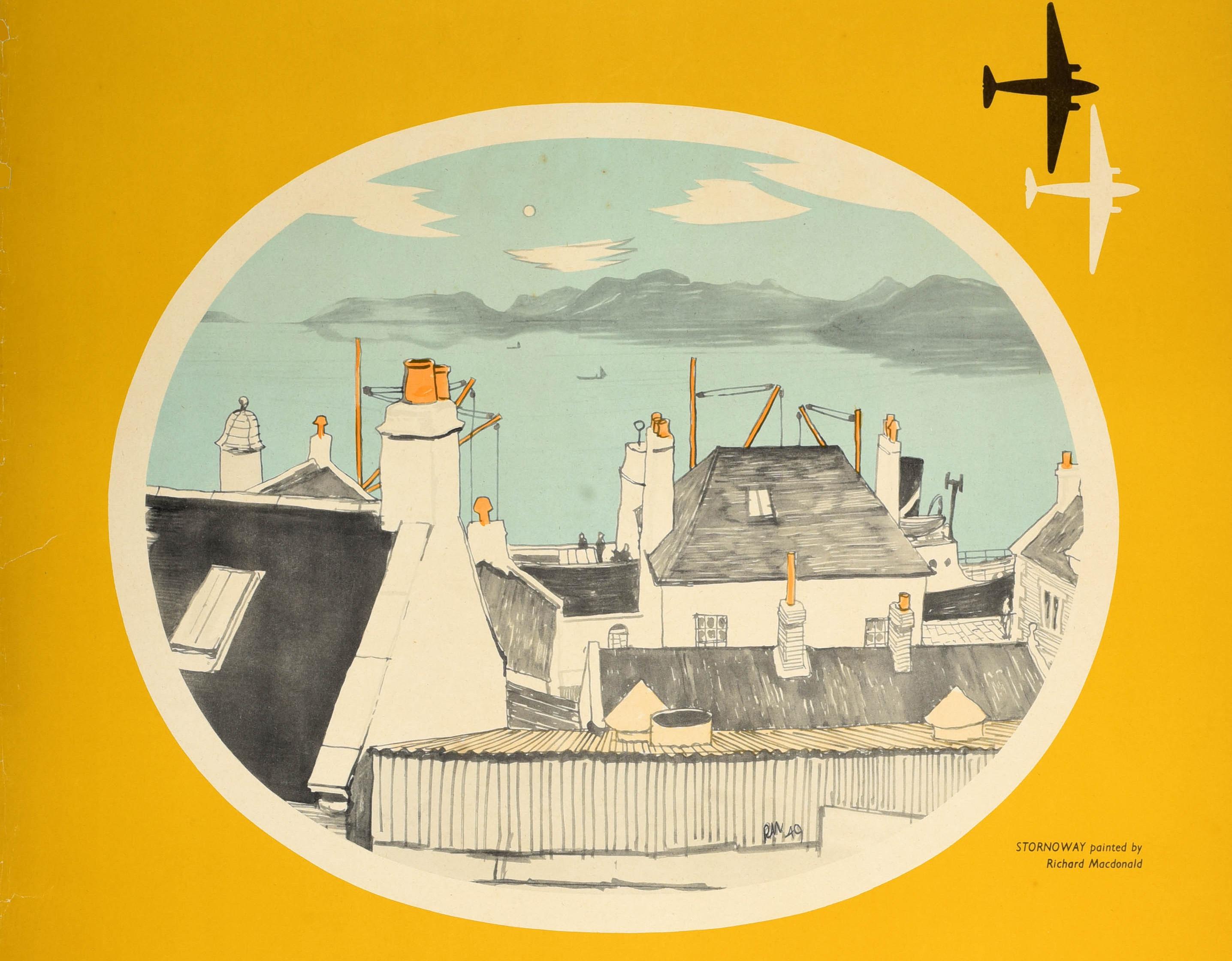 Britannico Poster di viaggio originale d'epoca BEA per le isole scozzesi Stornoway Scozia in vendita