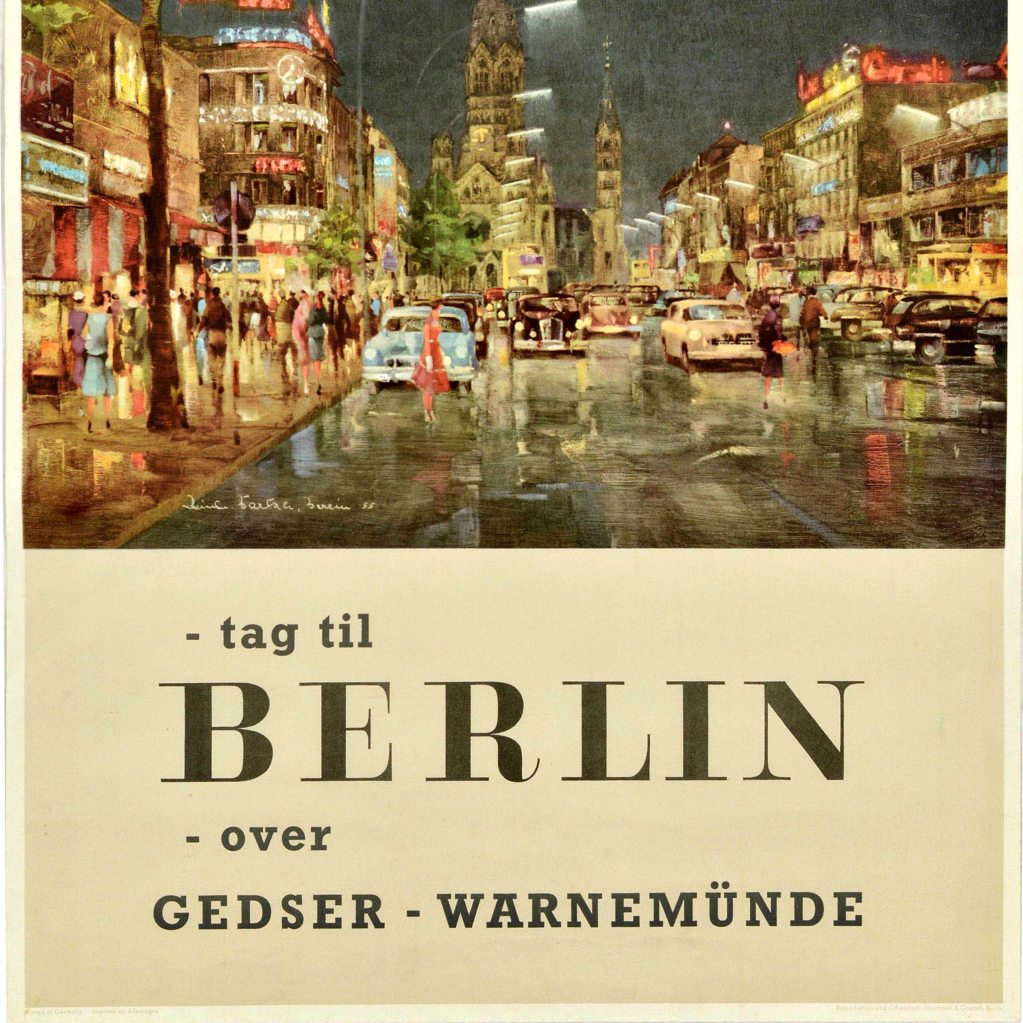Original Vintage Travel Poster Berlin Kurfurstendamm Reinhard Bartsch Deutschland (Mitte des 20. Jahrhunderts) im Angebot