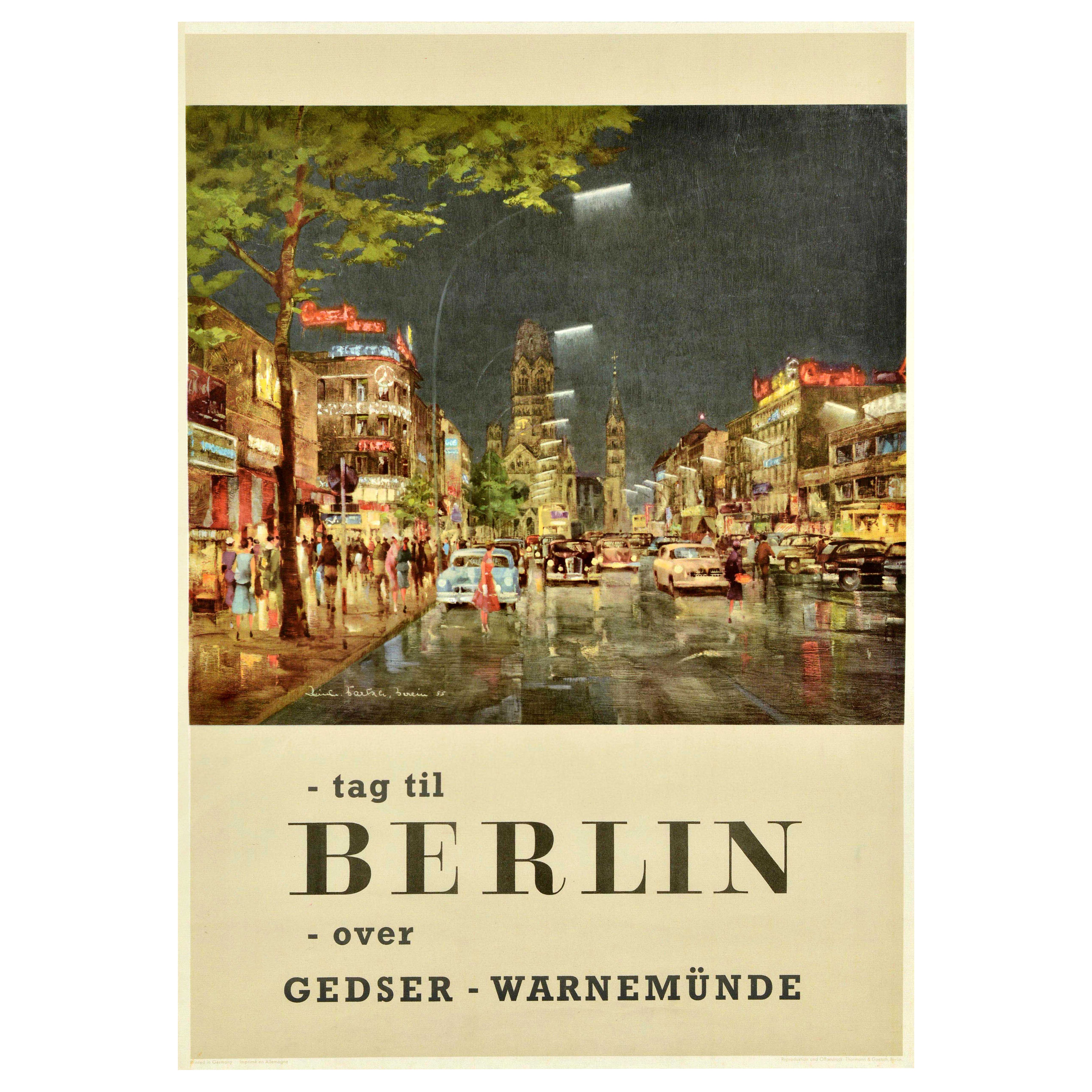 Original Vintage Travel Poster Berlin Kurfurstendamm Reinhard Bartsch Deutschland