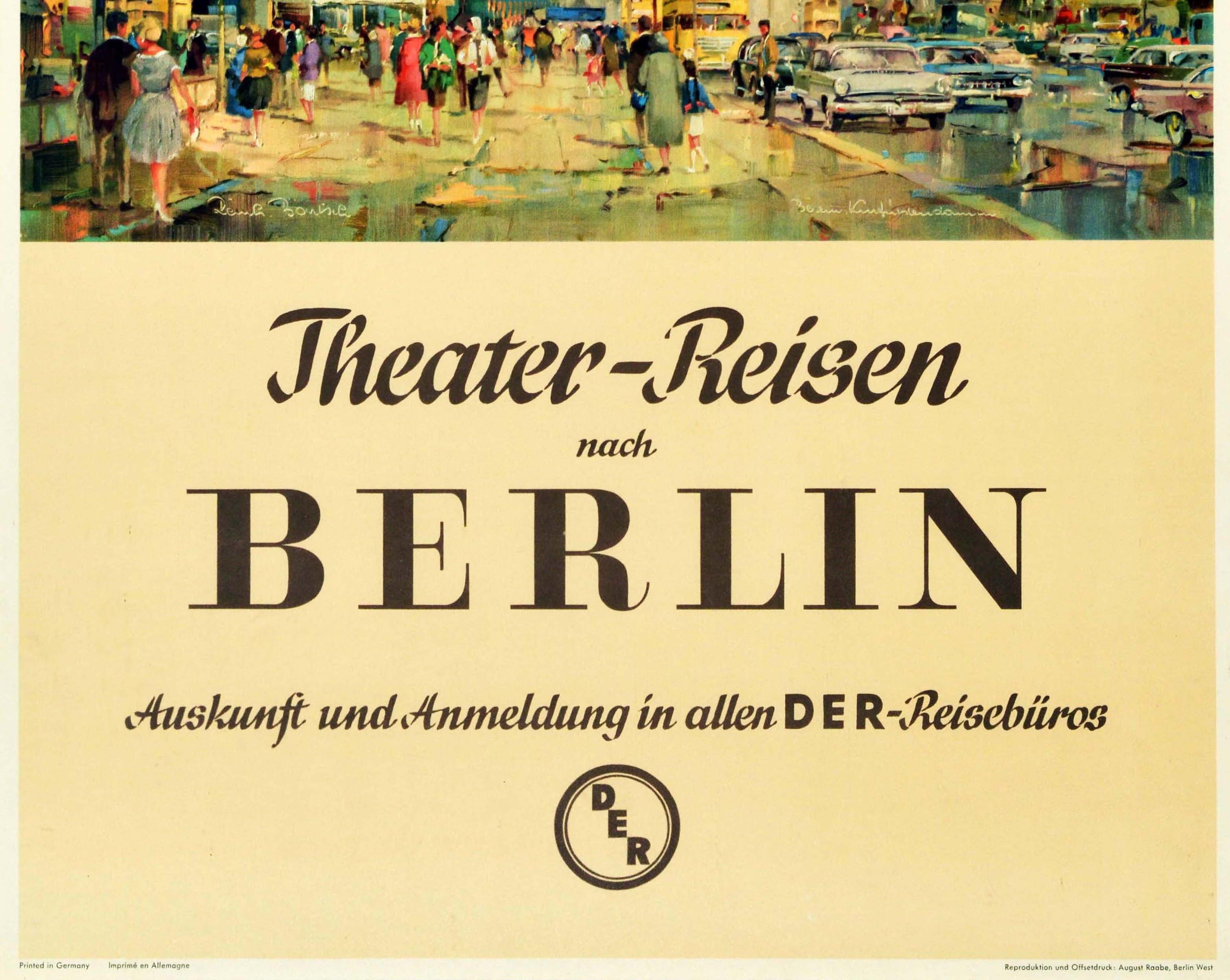 Original Vintage-Reiseplakat Berlin Theater Trips Kurfurstendamm DER Reiseburo (Deutsch) im Angebot