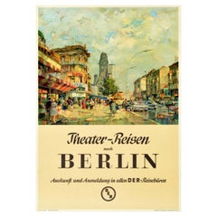 Original-Vintage-Reiseplakat Berlin Theater Trips Kurfurstendamm DER Reiseburo