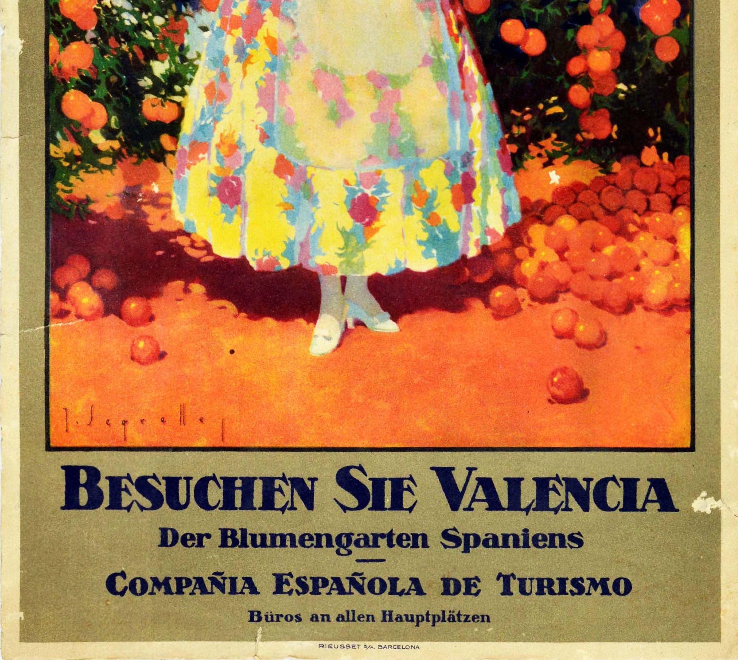 Spanish Original Vintage Travel Poster Besuchen Sie Valencia The Flower Garden Of Spain