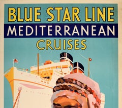 Original Vintage Travel Poster Blue Star Line Mediterranean Cruise Arandora Star