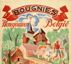 Original Vintage Travel Poster Bougnies Henegouwen Belgie Belgium Sport Leisure