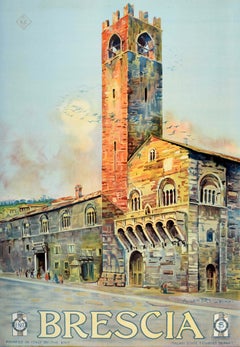 Original Vintage Travel Poster Brescia ENIT Palazzo Broletto Lombardy Italy