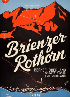 Affiche de voyage vintage originale : Brienzer Rothorn, Oberland bernois, Suisse