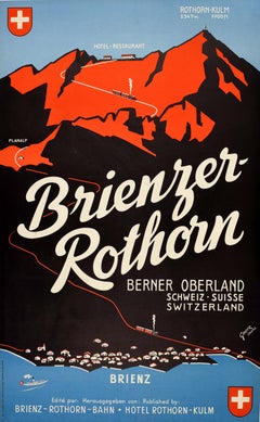 Affiche de voyage vintage originale : Brienzer Rothorn, Oberland bernois, Suisse