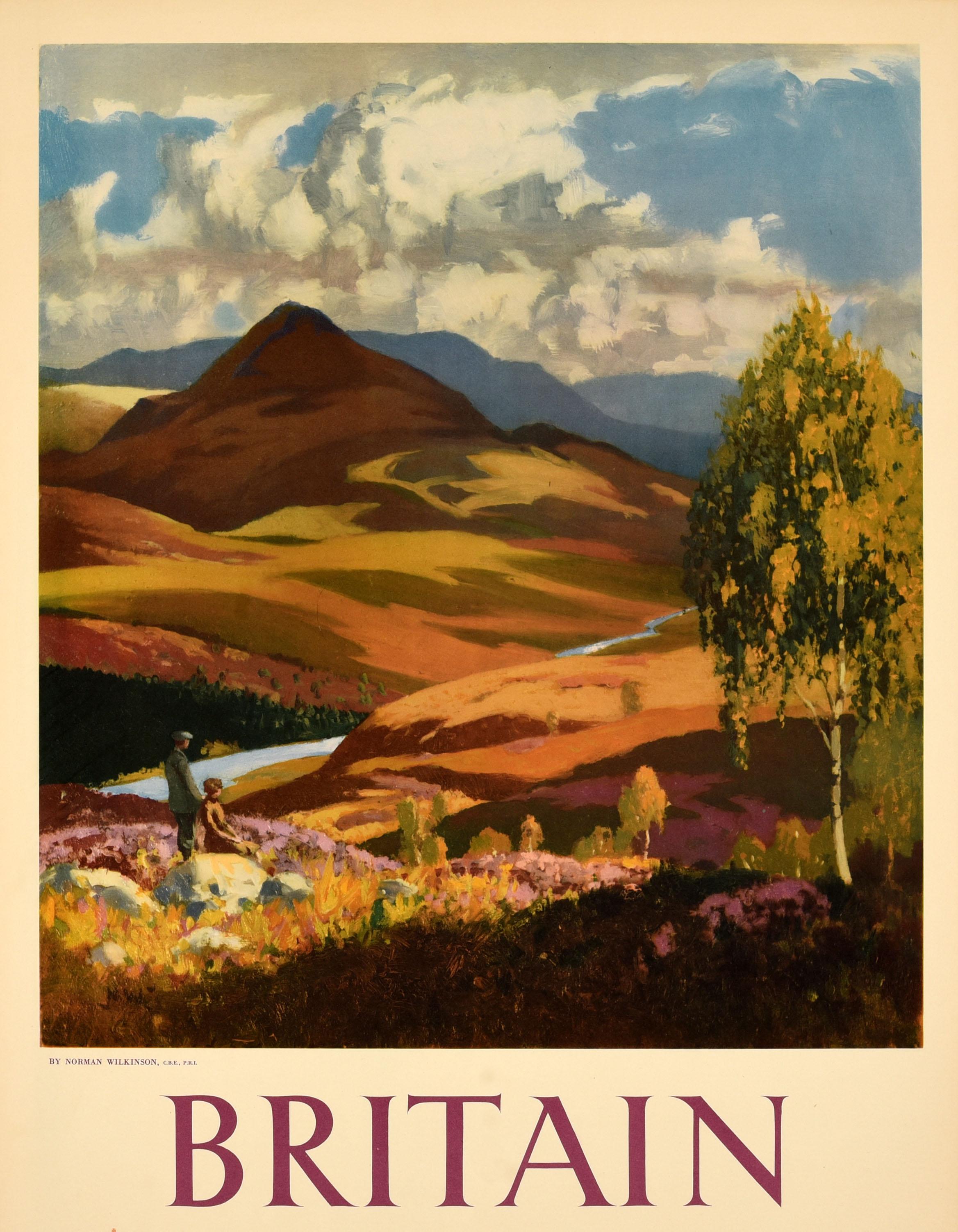 British Original Vintage Travel Poster Britain In Autumn Norman Wilkinson Country Hiking