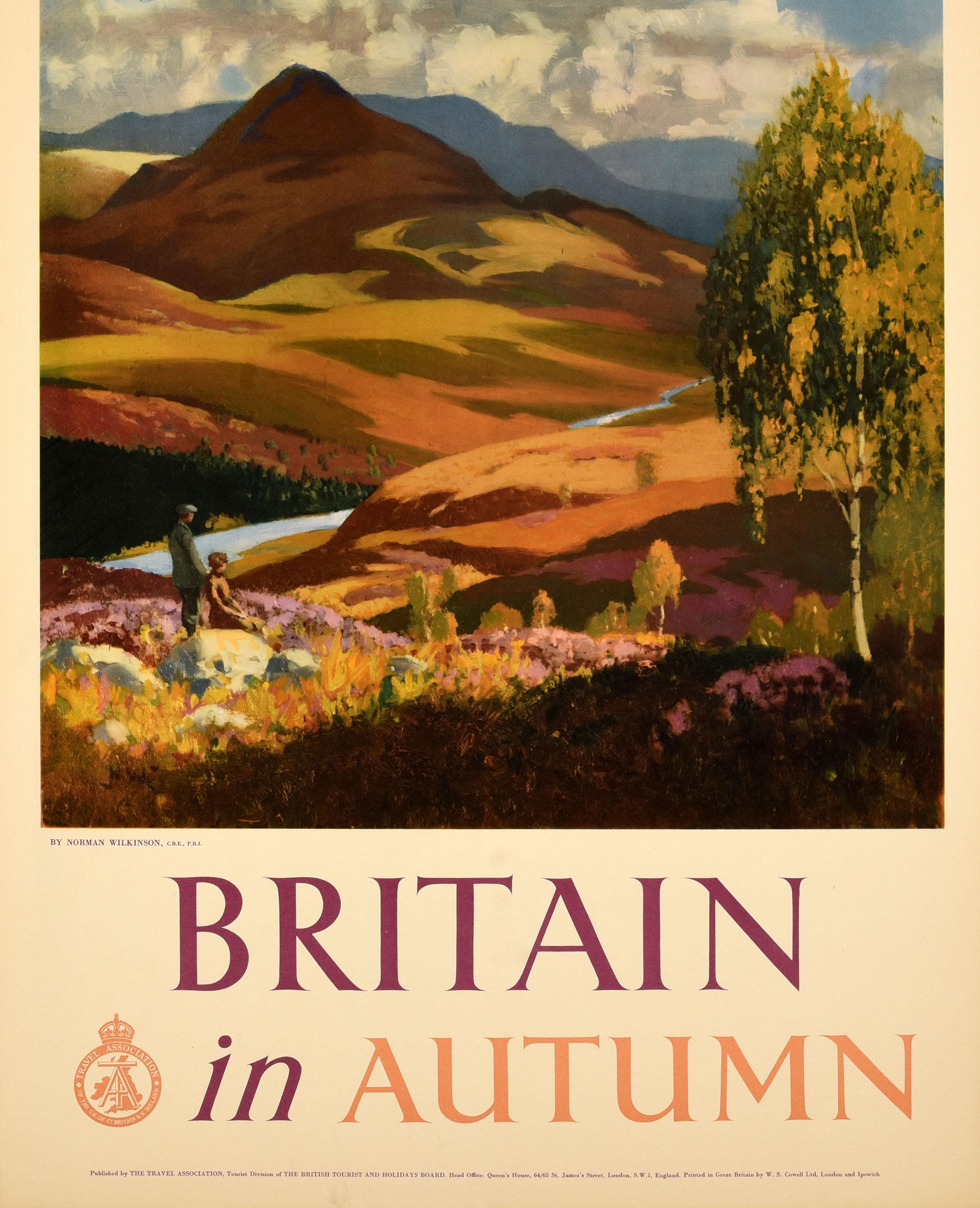 Original Vintage Travel Poster Britain In Autumn Norman Wilkinson Country Hiking In Good Condition In London, GB