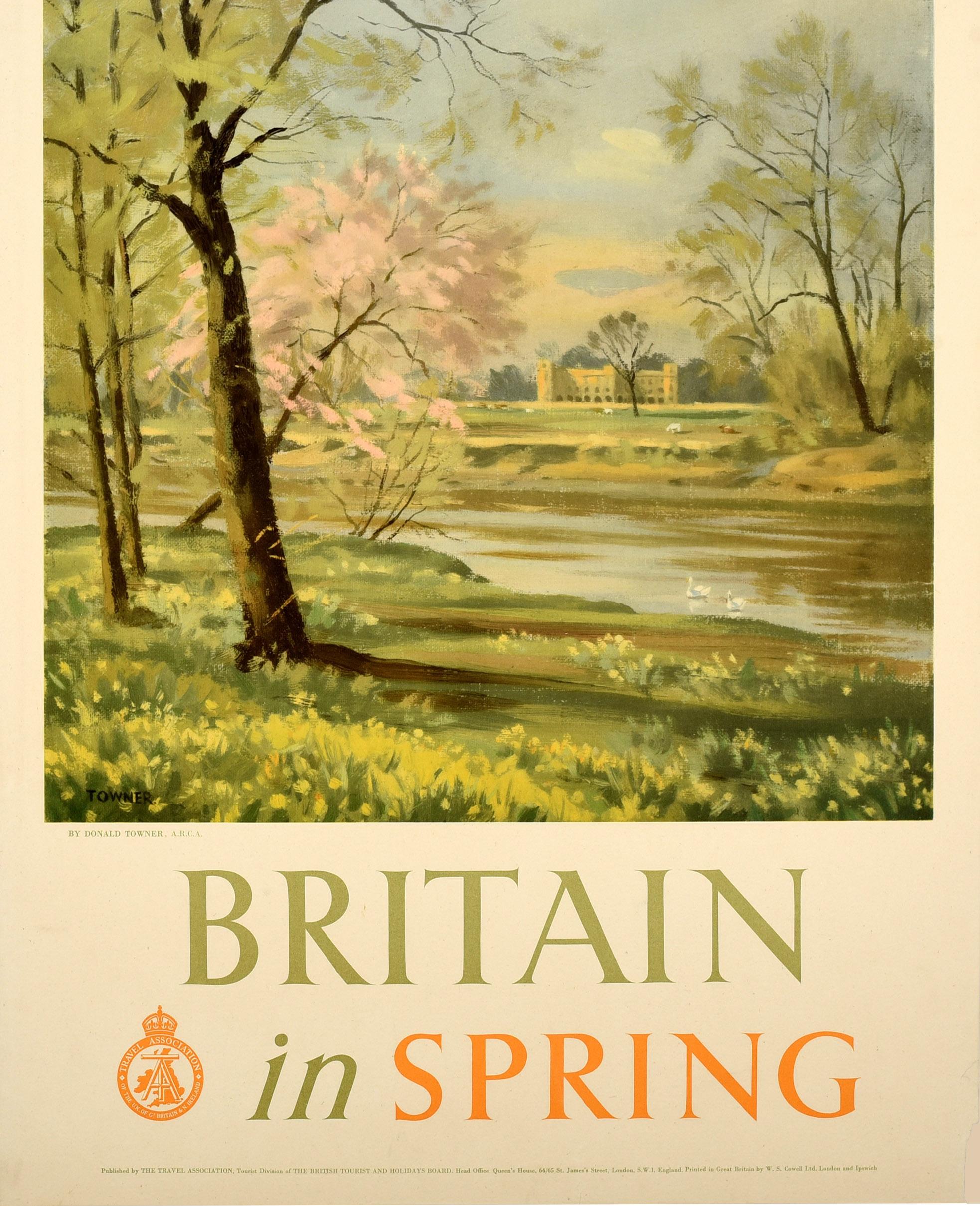 Original Vintage Travel Poster Britain In Spring Country View Donald Towner In Good Condition For Sale In London, GB