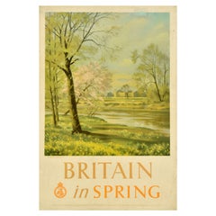 Affiche de voyage vintage originale Grande-Bretagne au printemps Donald Towner, Royaume-Uni