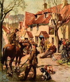 Original Vintage Travel Poster Britain In Winter Terence Cuneo Hunt Country Pub