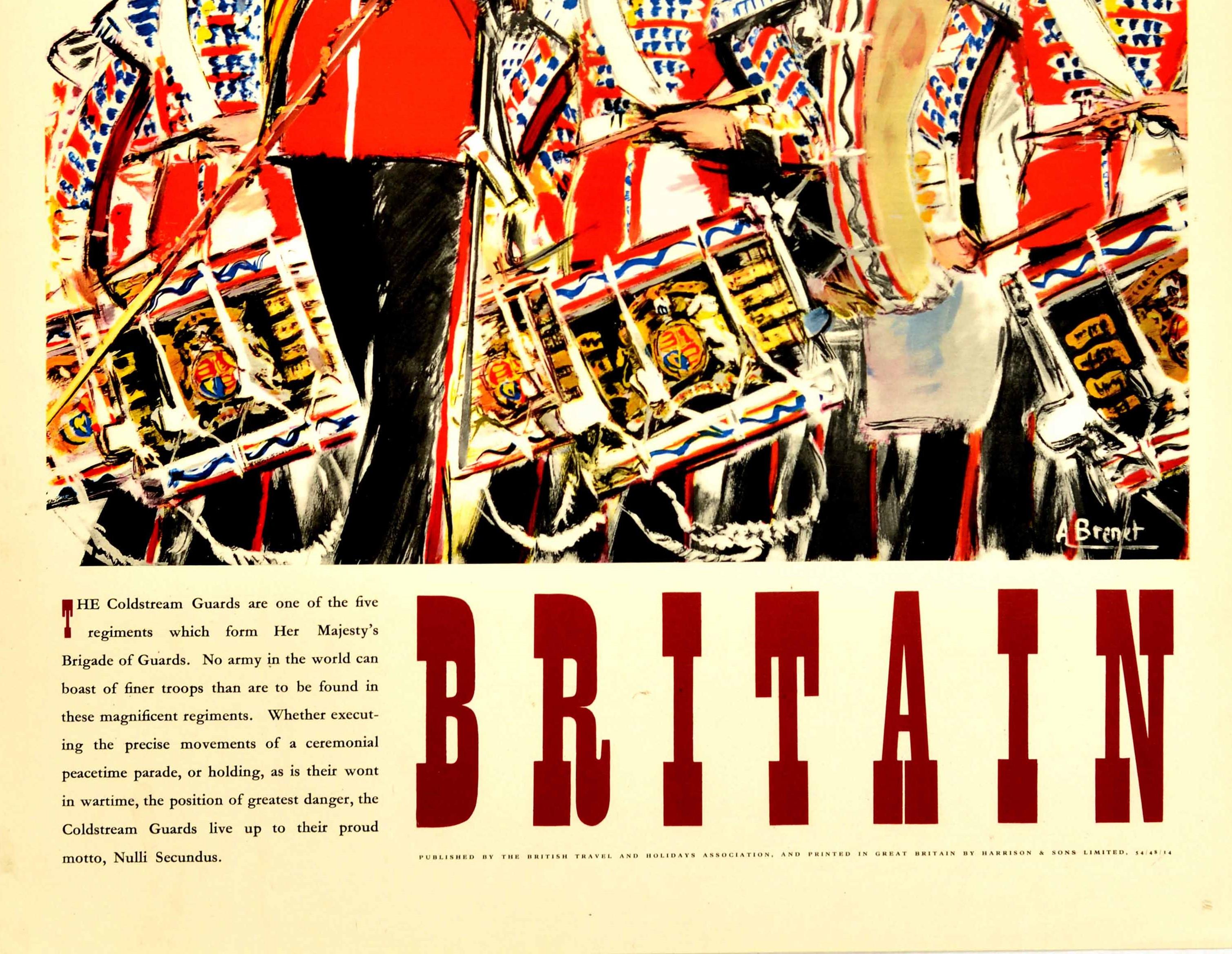 British Original Vintage Travel Poster Britain The Coldstream Guards Ceremonial Parade