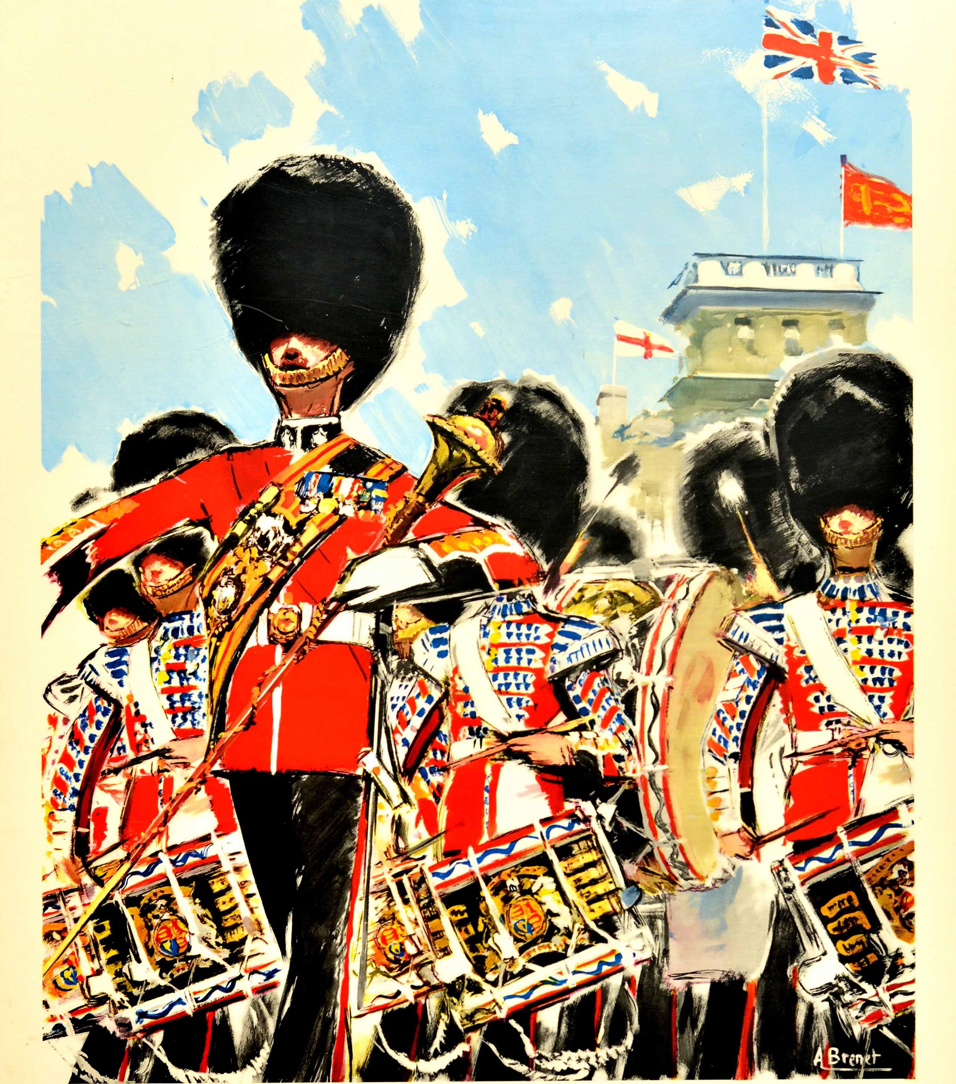 Original Vintage Travel Poster Britain The Coldstream Guards Ceremonial Parade In Good Condition In London, GB