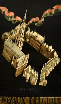 Original Vintage Travel Poster Bruxelles Joyaux De Belgique Armand Massonet