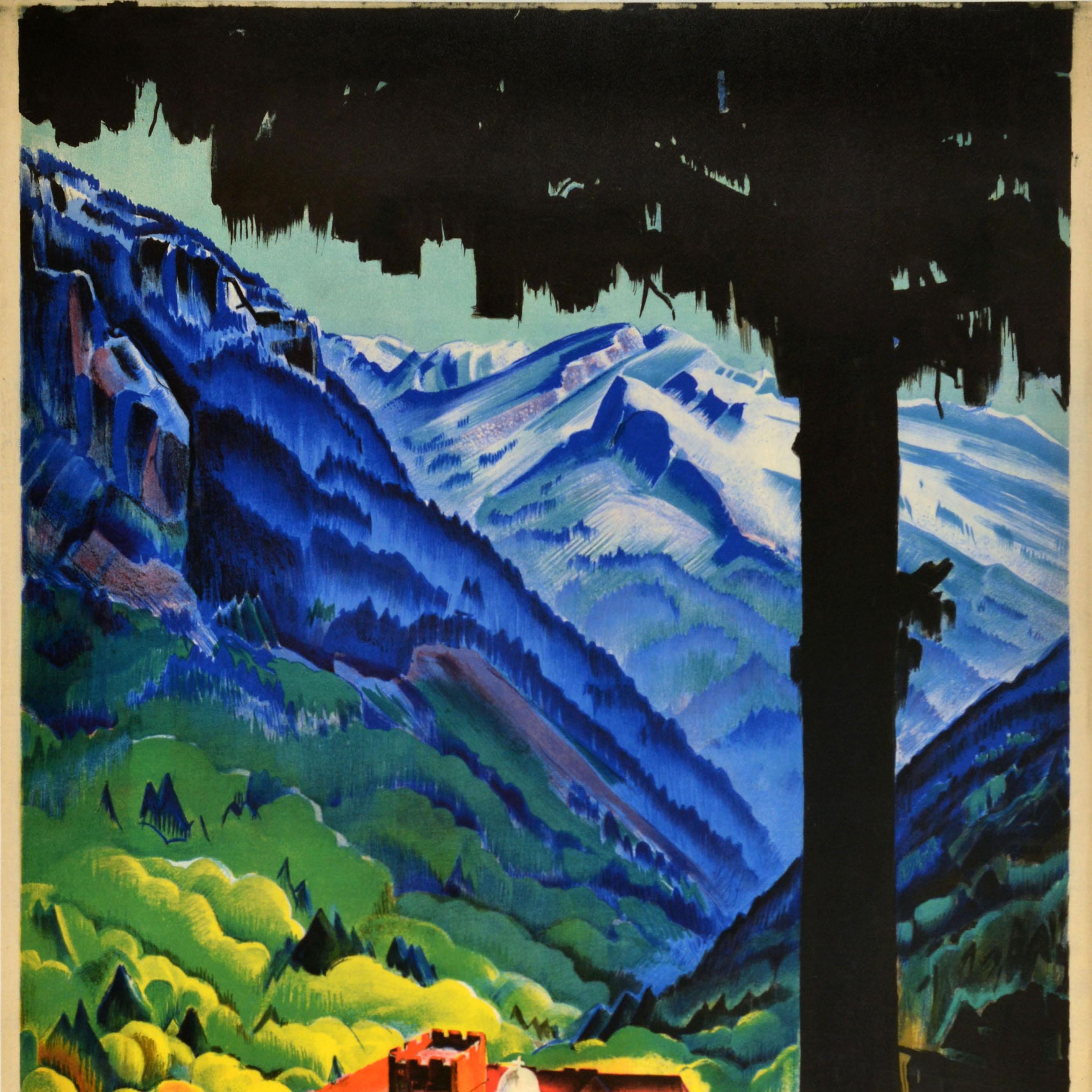 Bulgaro Poster di viaggio originale d'epoca Bulgaria Monastero di Rila Sveti Ivan Rilski Tilov in vendita