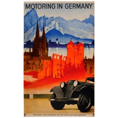Original Vintage Travel Poster by Hohlwein Motoring in Germany Classic Car Tours