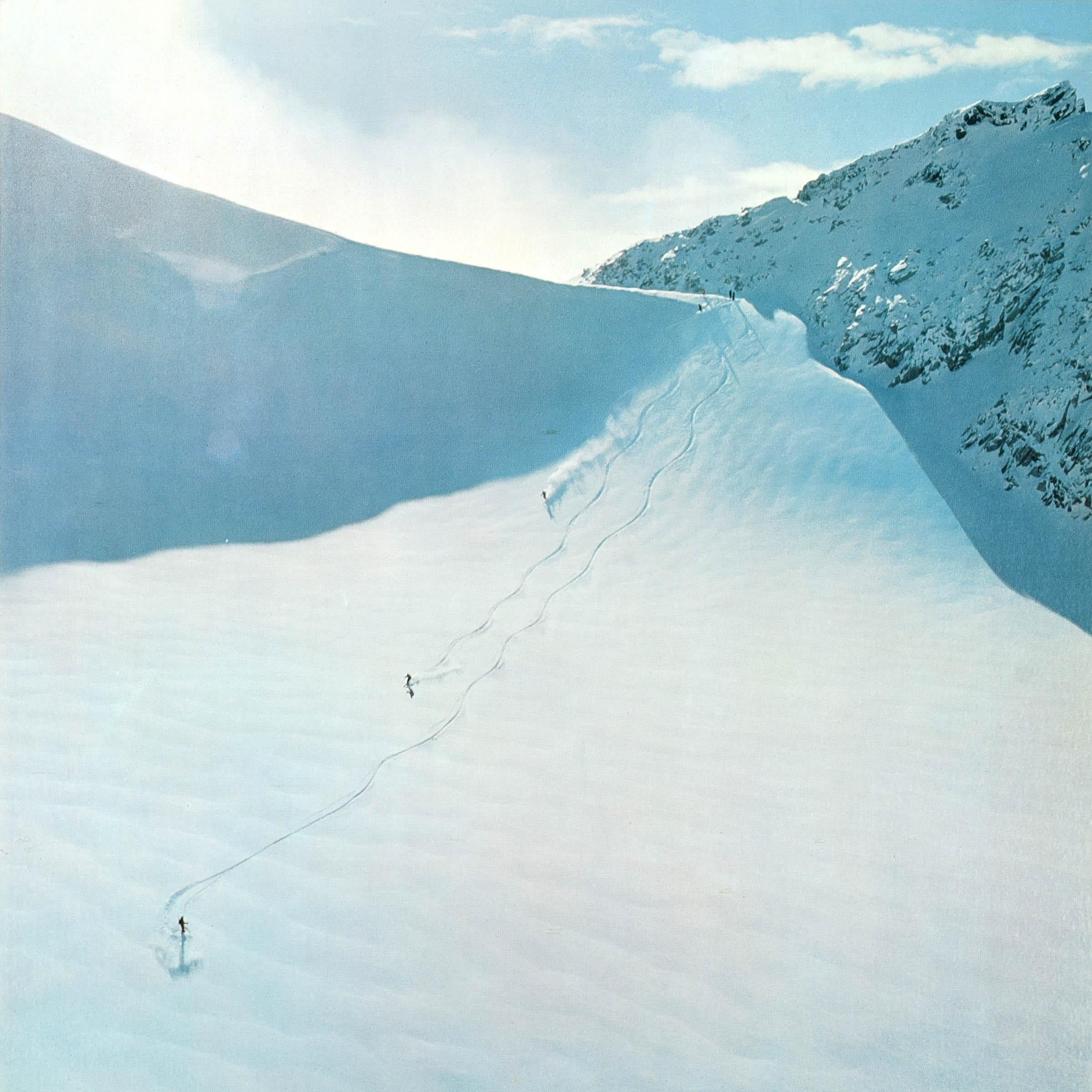 Canadien Affiche rétro originale de voyage, Canada, Ski, Montagne, Sports d'hiver, Ski en vente