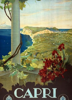 Original Vintage Travel Poster Capri Island Italia Mario Borgoni ENIT Italy