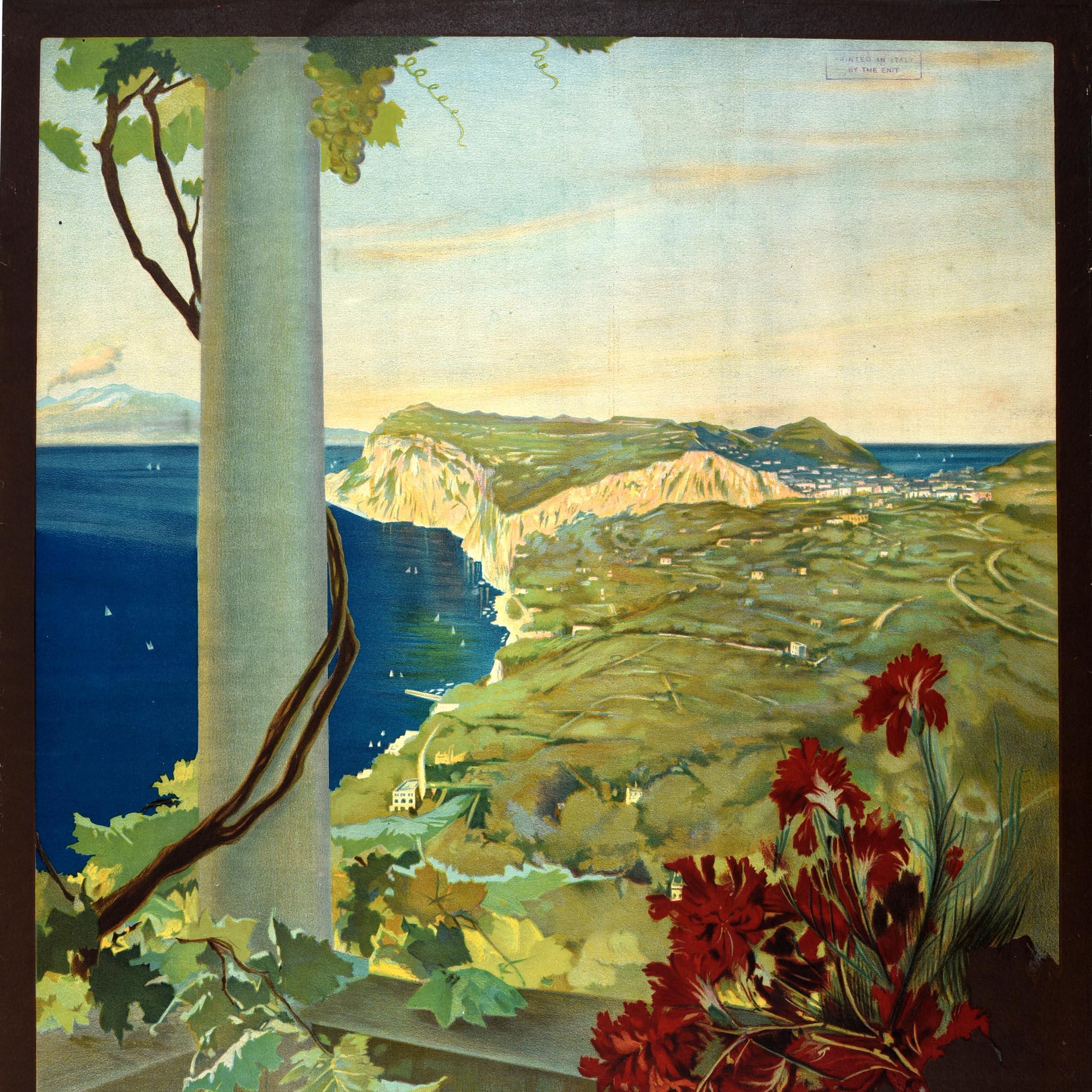 Italiano Poster di viaggio originale d'epoca Isola di Capri Italia Mario Borgoni ENIT Italia in vendita