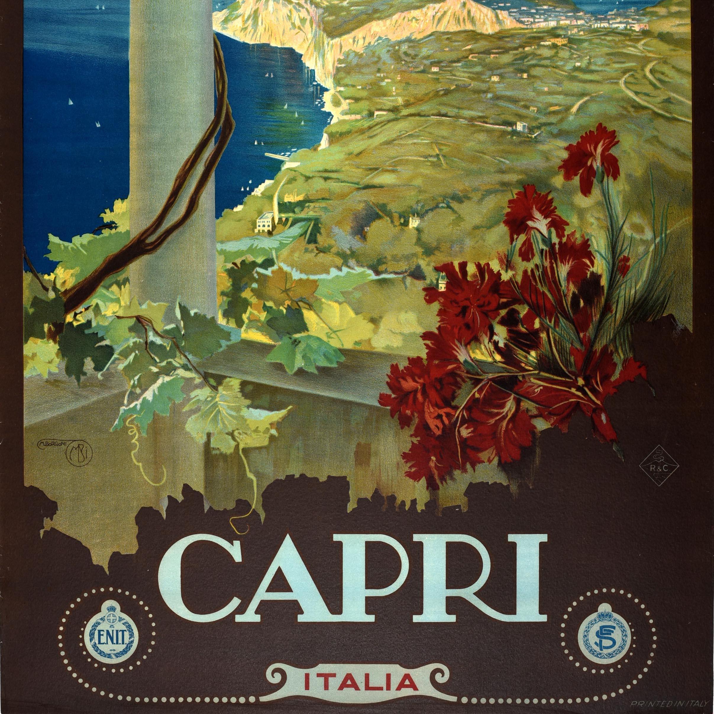 Poster di viaggio originale d'epoca Isola di Capri Italia Mario Borgoni ENIT Italia In condizioni buone in vendita a London, GB