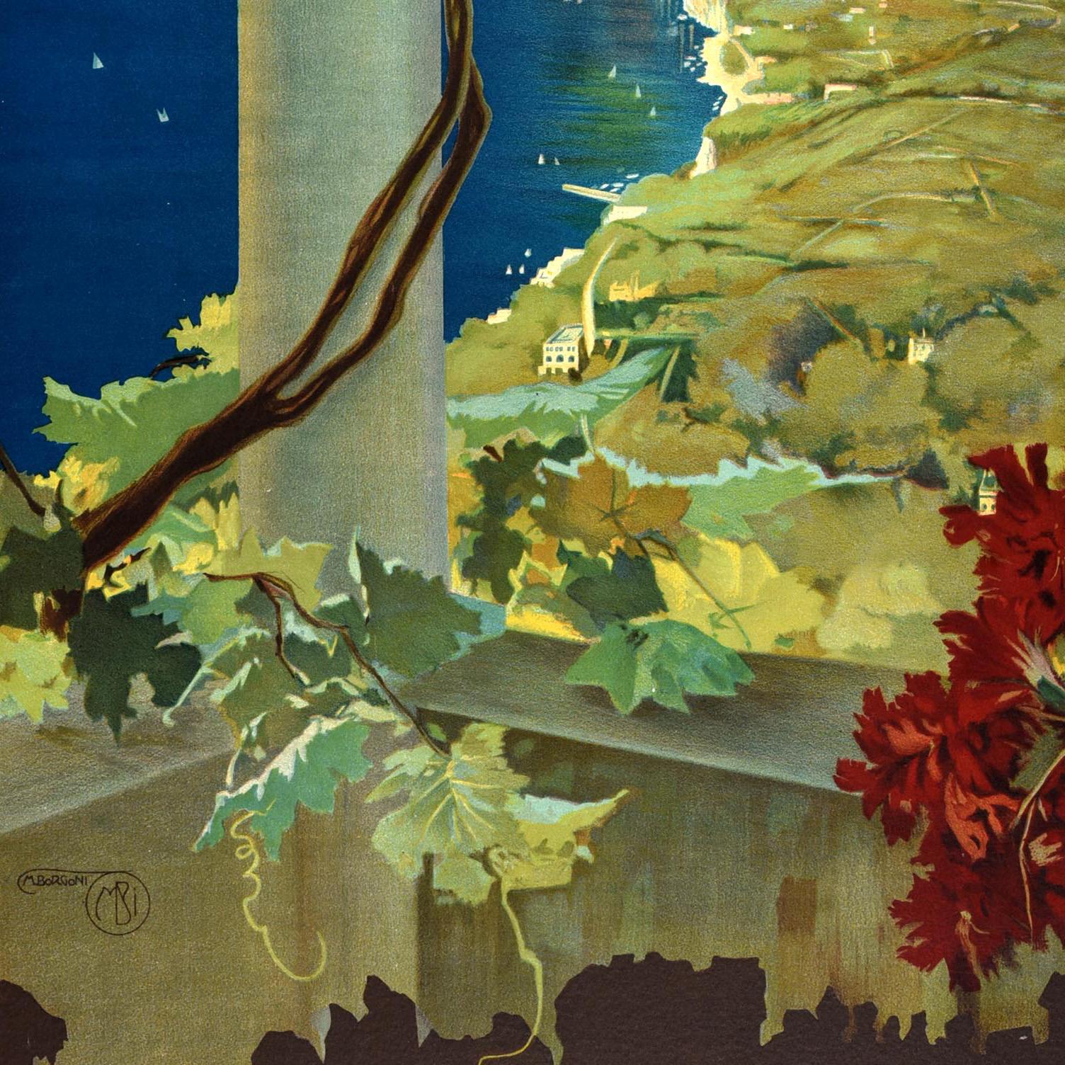 Inizio XX secolo Poster di viaggio originale d'epoca Isola di Capri Italia Mario Borgoni ENIT Italia in vendita
