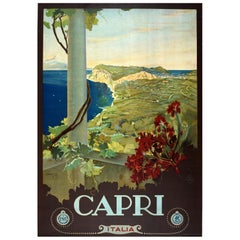 Original Vintage Travel Poster Capri Island Italia Mario Borgoni ENIT Italy