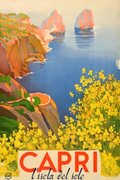 Original-Vintage-Reiseplakat Capri-Insel der Sonne, ENIT Italien, G Riccobaldi