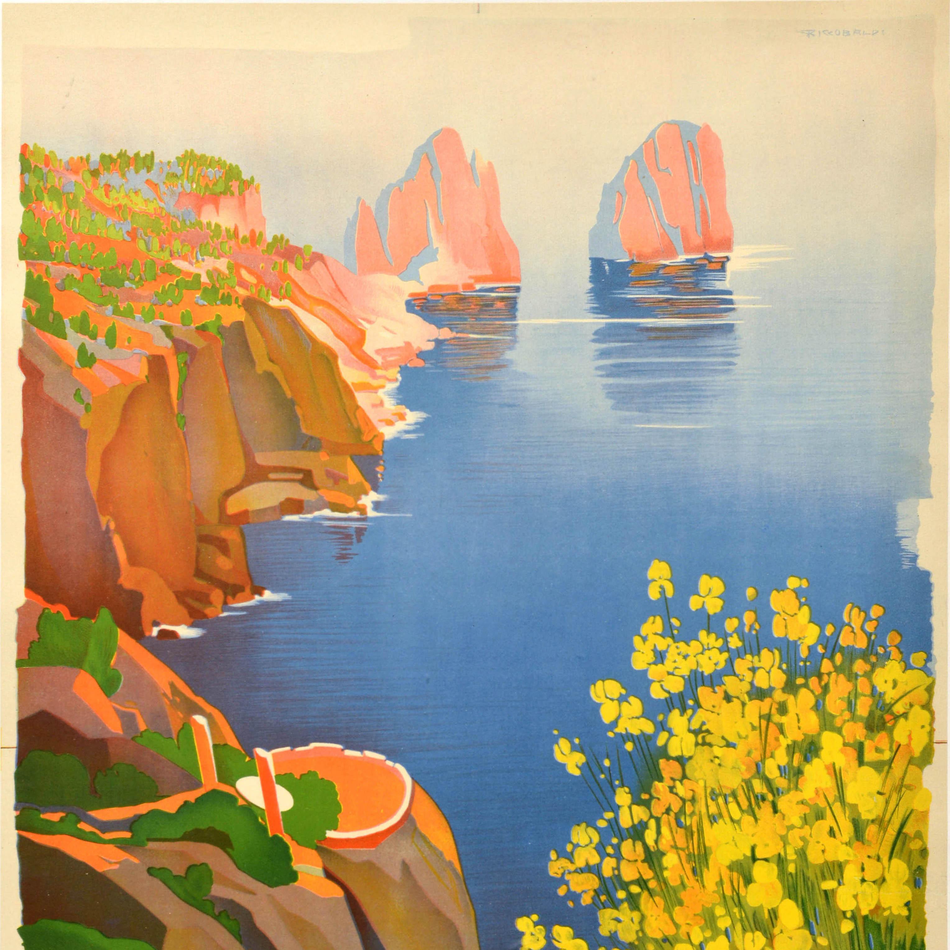 Italiano Poster di viaggio originale d'epoca Capri Isola del Sole ENIT Italia G Riccobaldi in vendita