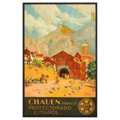 Affiche de voyage vintage d'origine Chauen Espanol Maroc Rif Mountains Art