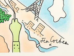 Original Vintage Travel Poster, Cocteau, Air France, Paris, Eiffel Tower, c.1963