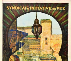 Original Vintage Travel Poster Come Visit Venez Visiter Fez Morocco North Africa